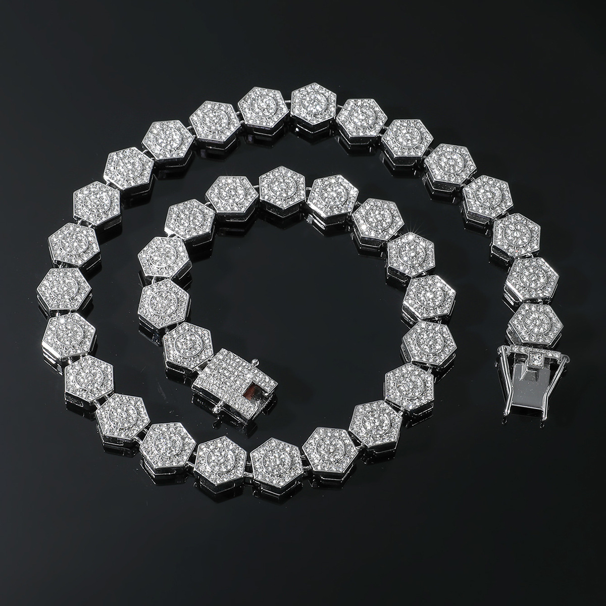 Hip-hop Geometric Alloy Inlay Zircon Men's Bracelets Necklace display picture 2