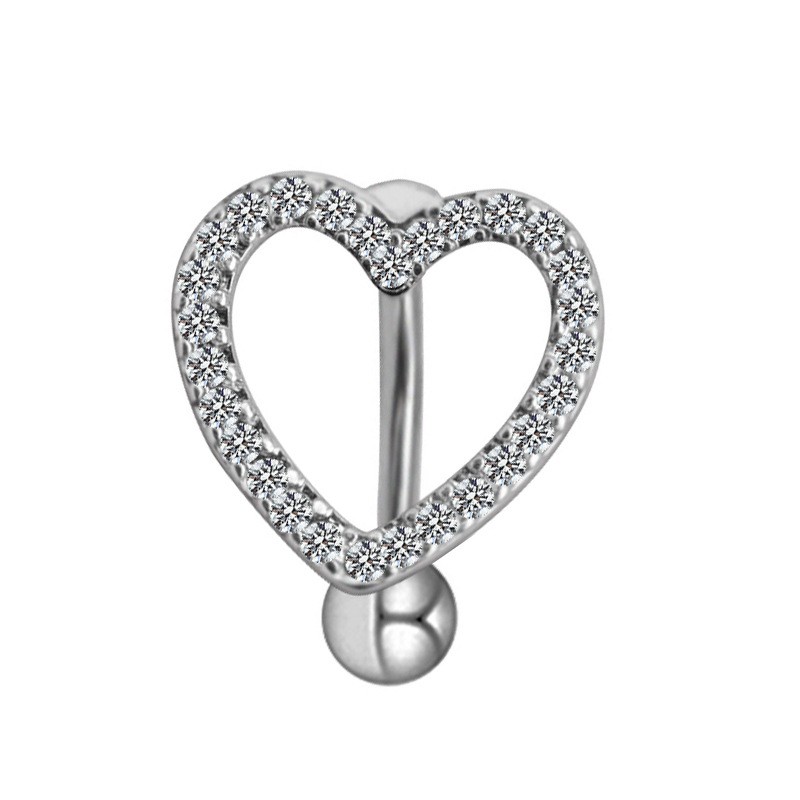 Tropical Heart Shape Floral Stainless Steel Copper Plating Inlay Zircon White Gold Plated Gold Plated Belly Ring display picture 7