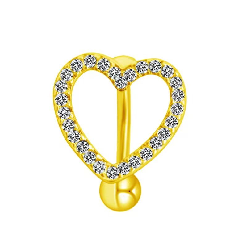 Tropical Heart Shape Floral Stainless Steel Copper Plating Inlay Zircon White Gold Plated Gold Plated Belly Ring display picture 6