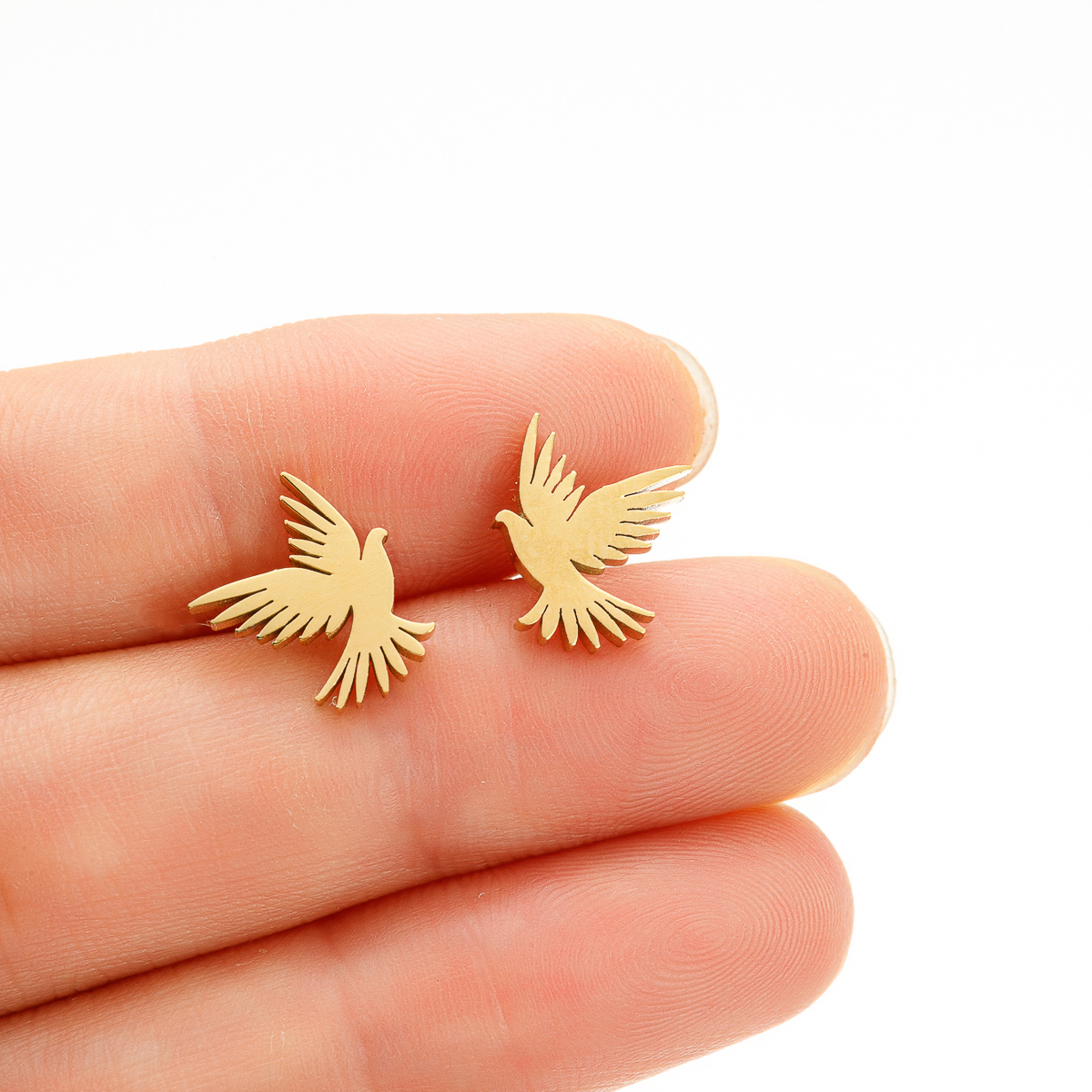 1 Pair Streetwear Eagle Plating Stainless Steel 18k Gold Plated Ear Studs display picture 4