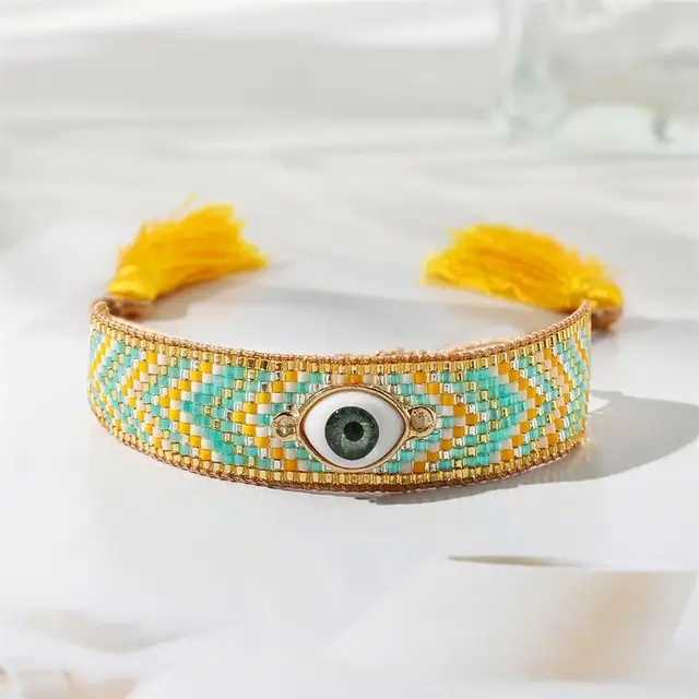 Ig Style Bohemian Simple Style Geometric Eye Arrow Glass Rope Braid Women's Bracelets display picture 3