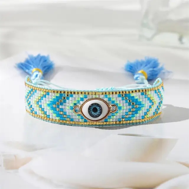 Ig Style Bohemian Simple Style Geometric Eye Arrow Glass Rope Braid Women's Bracelets display picture 4