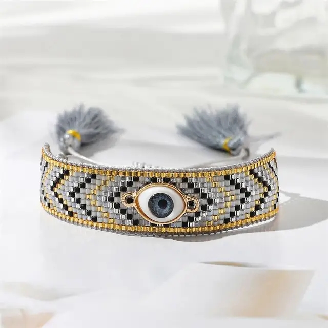 Ig Style Bohemian Simple Style Geometric Eye Arrow Glass Rope Braid Women's Bracelets display picture 5