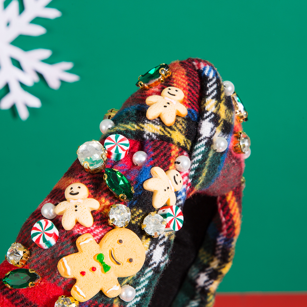 Nordic Style Christmas Christmas Tree Santa Claus Gingerbread Cloth Inlay Rhinestones Pearl Hair Band display picture 3