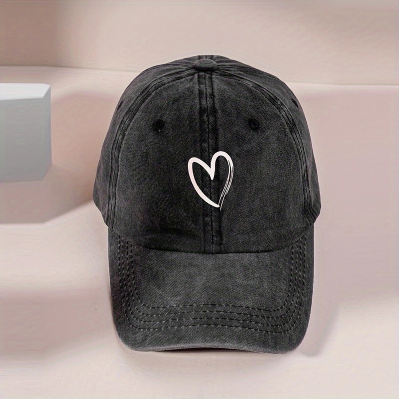 Unisex Basic Retro Simple Style Heart Shape Printing Curved Eaves Baseball Cap display picture 2