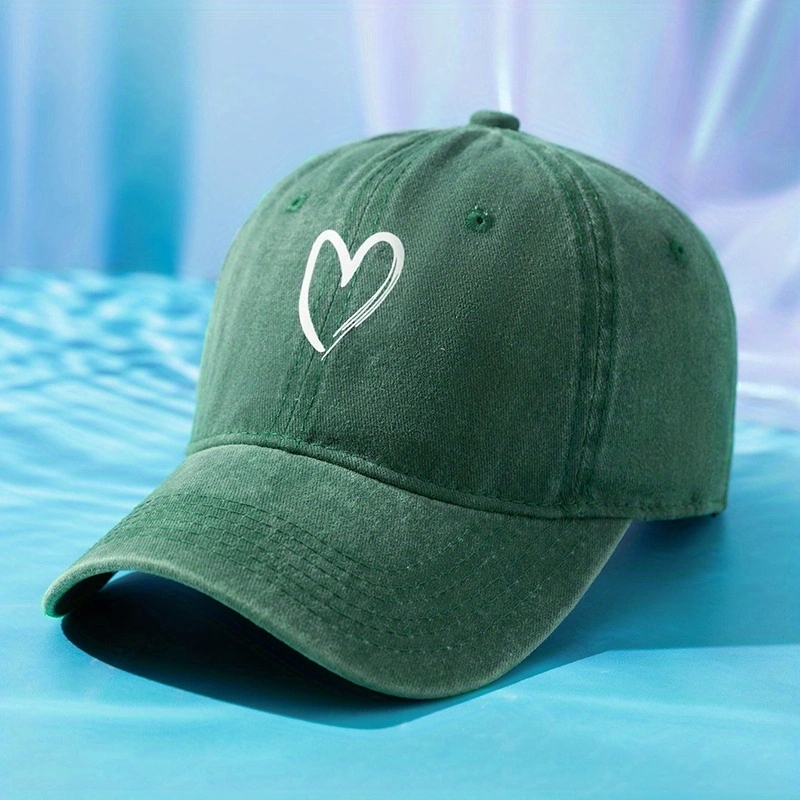 Unisex Basic Retro Simple Style Heart Shape Printing Curved Eaves Baseball Cap display picture 5