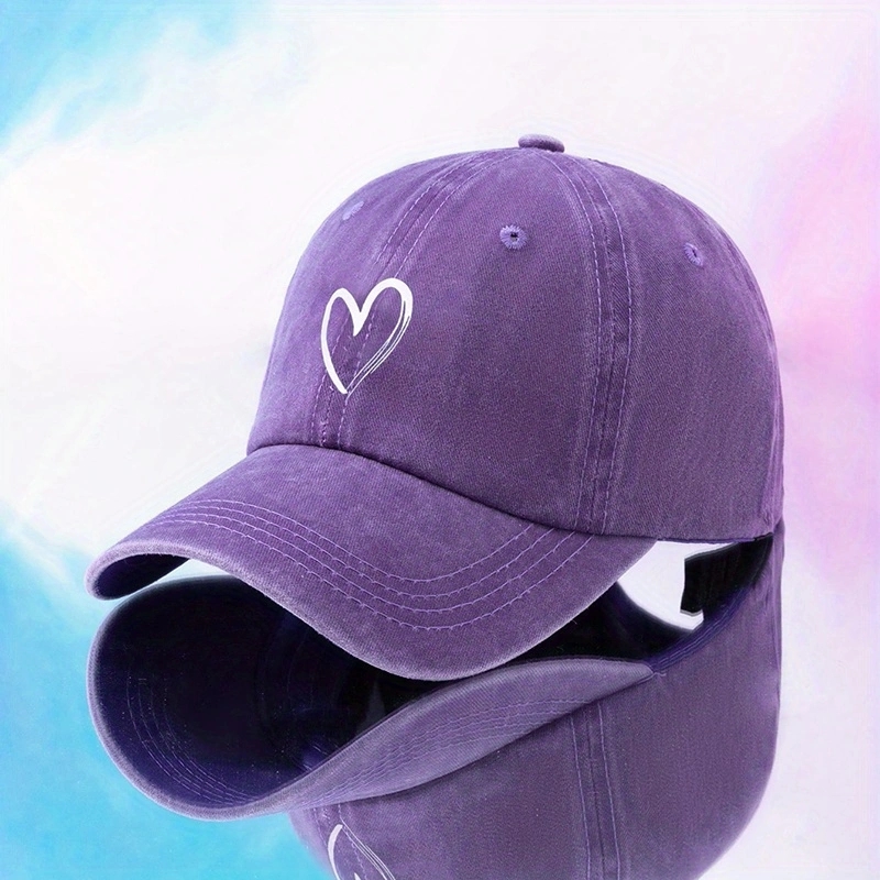 Unisex Basic Retro Simple Style Heart Shape Printing Curved Eaves Baseball Cap display picture 4