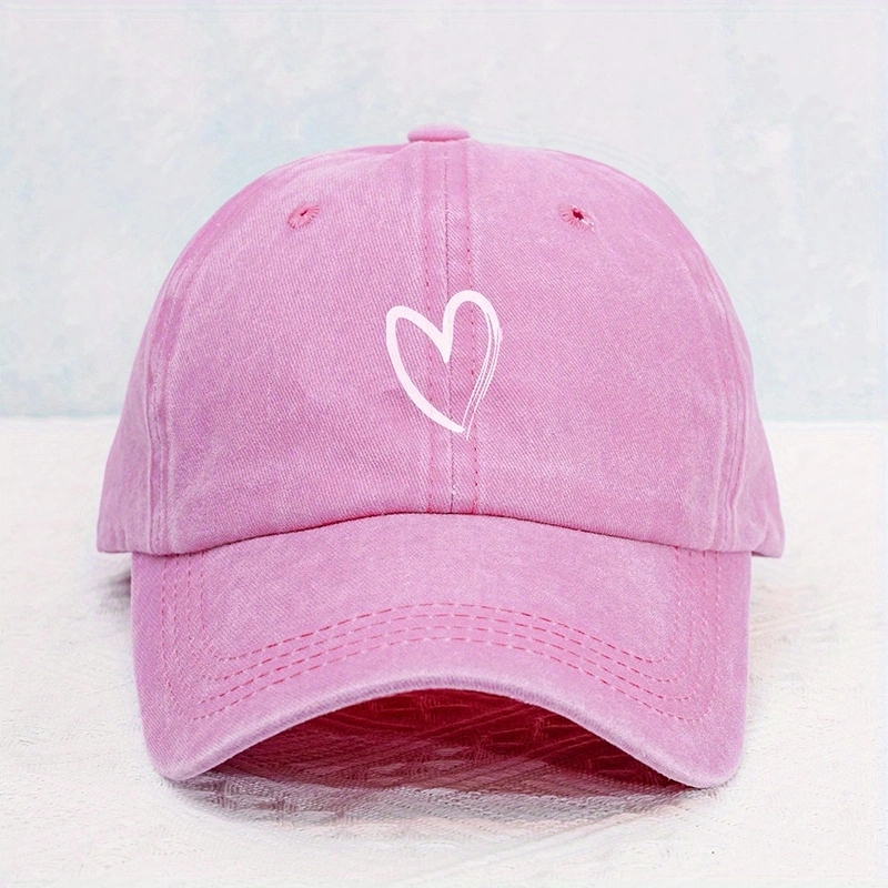 Unisex Basic Retro Simple Style Heart Shape Printing Curved Eaves Baseball Cap display picture 8