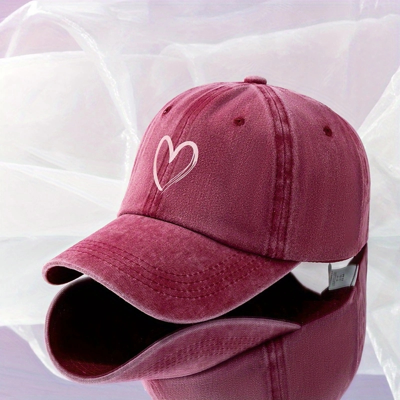 Unisex Basic Retro Simple Style Heart Shape Printing Curved Eaves Baseball Cap display picture 9