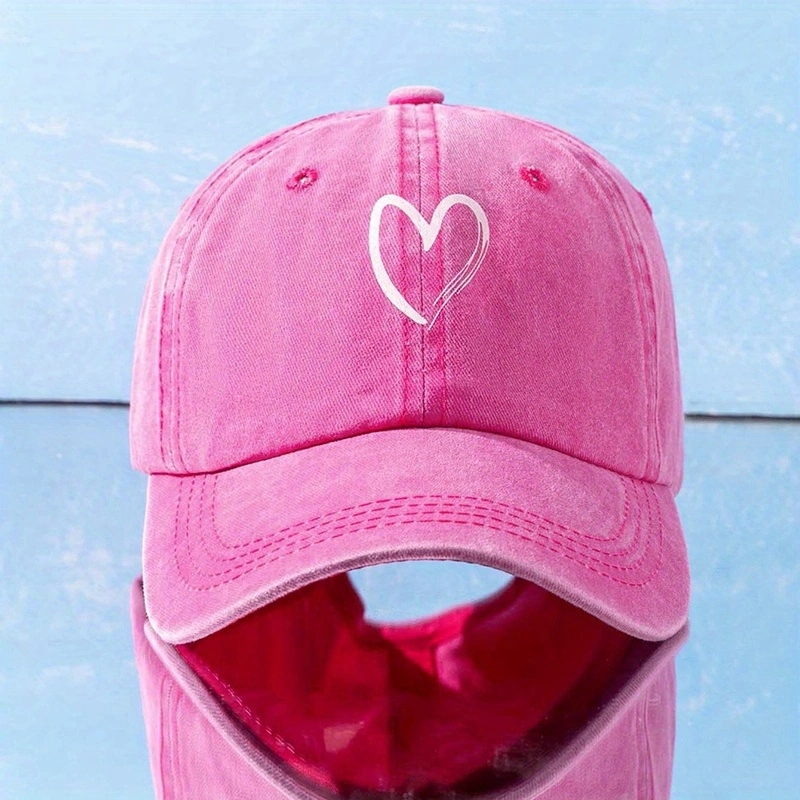 Unisex Basic Retro Simple Style Heart Shape Printing Curved Eaves Baseball Cap display picture 6