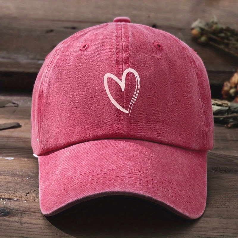 Unisex Basic Retro Simple Style Heart Shape Printing Curved Eaves Baseball Cap display picture 10