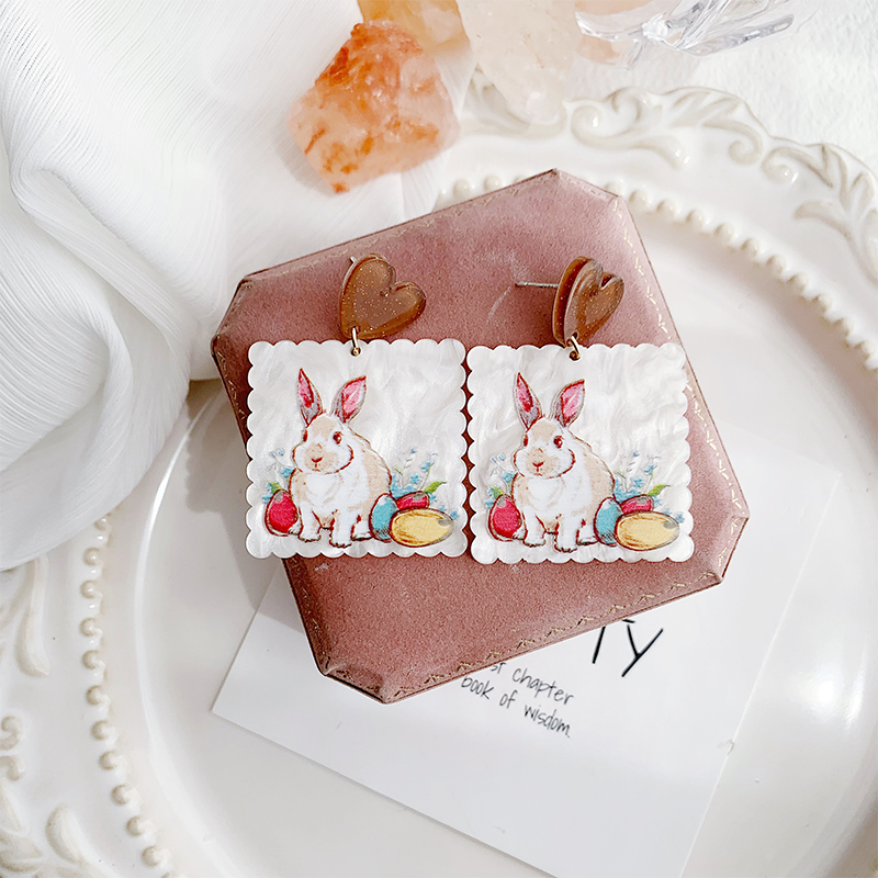 1 Pair Cute Streetwear Rabbit Resin Drop Earrings display picture 5