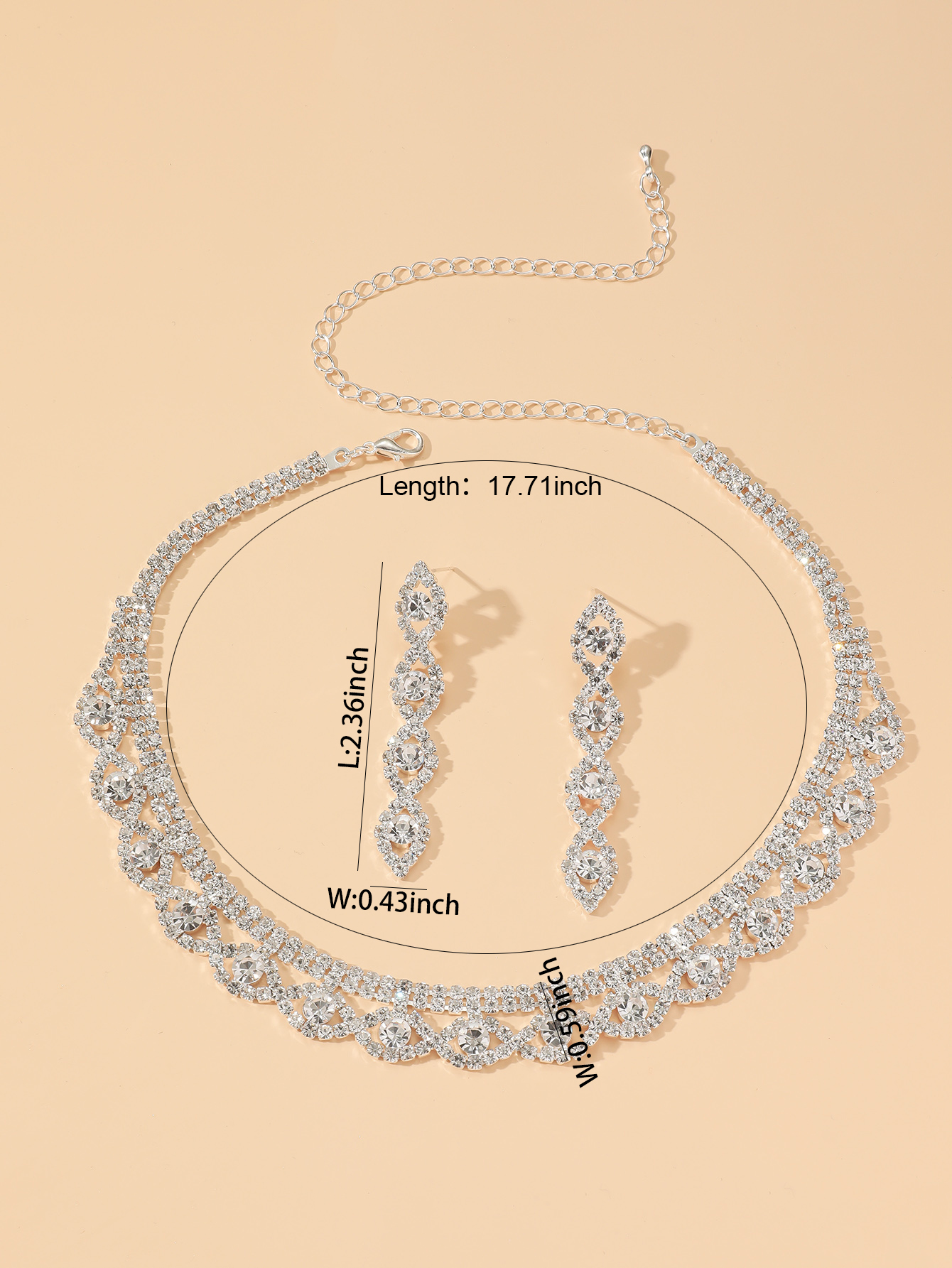Elegante Estilo Clásico Brillante Geométrico Aleación Embutido Diamantes De Imitación Mujeres Aretes Collar display picture 6