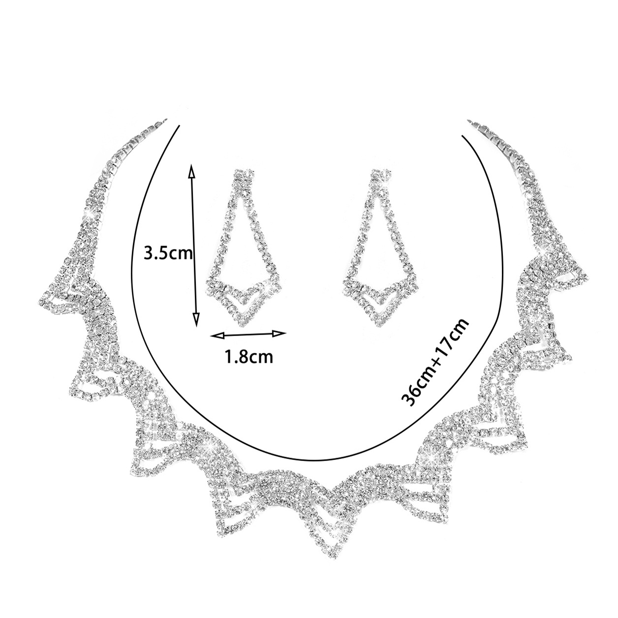 Elegant Dame Geometrisch Legierung Aushöhlen Inlay Strasssteine Frau Ohrringe Halskette display picture 4