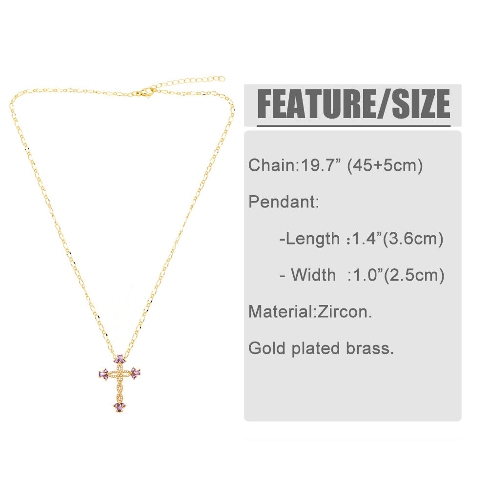 Simple Style Streetwear Cross Copper Plating Inlay Zircon 18k Gold Plated Pendant Necklace display picture 1