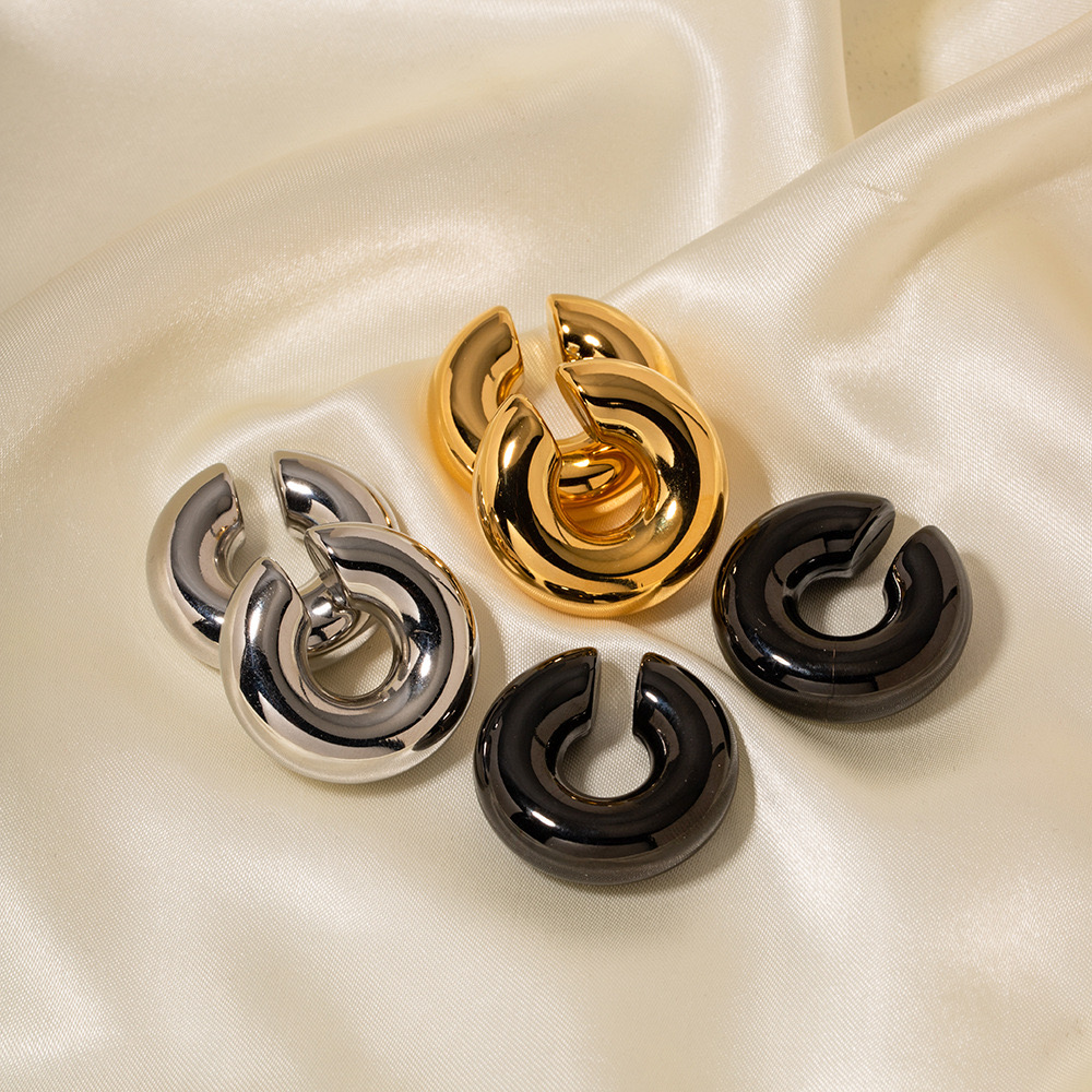 1 Pair Simple Style C Shape Plating Stainless Steel 14k Gold Plated Ear Cuffs display picture 1