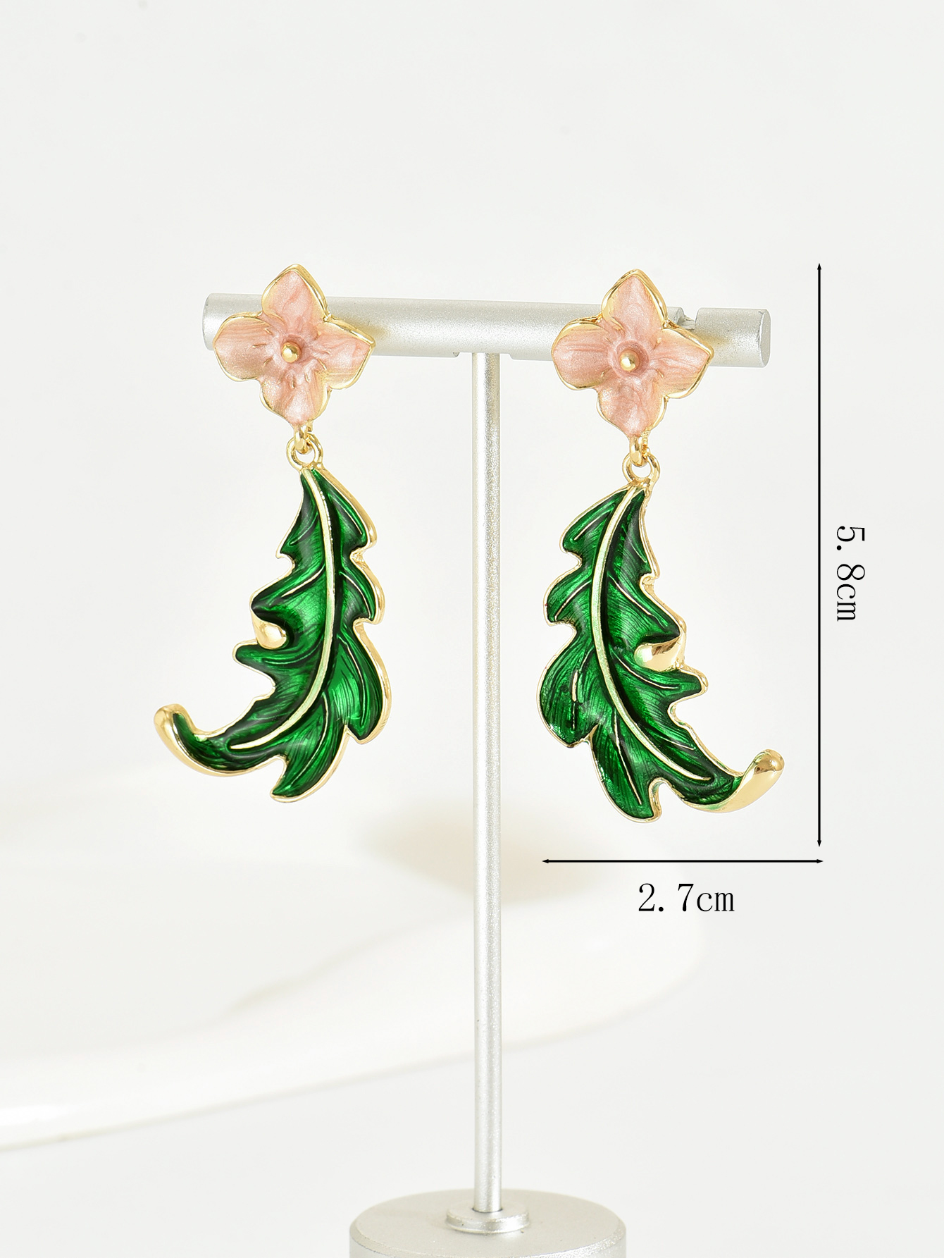 1 Pair Simple Style Classic Style Leaves Enamel Alloy Drop Earrings display picture 3
