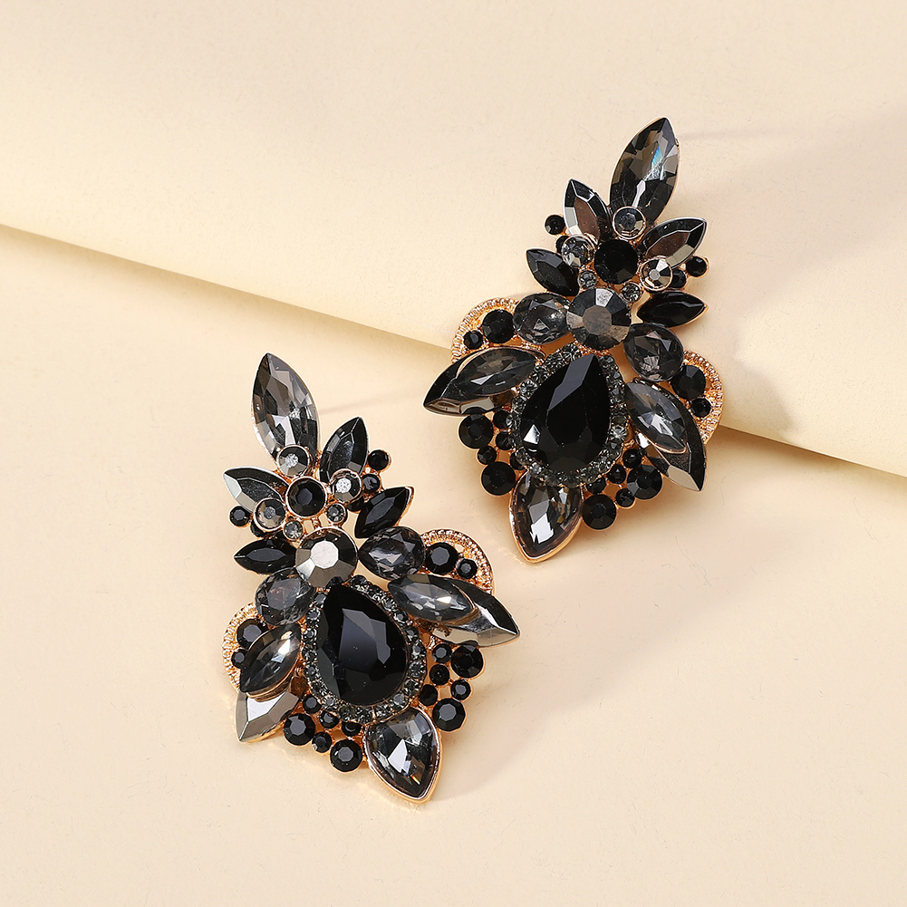 1 Pair Elegant Luxurious Lady Geometric Plating Inlay Zinc Alloy Rhinestones Ear Studs display picture 3