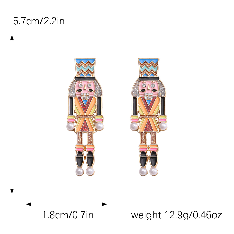 1 Piece Novelty Streetwear Human Cartoon Character Enamel Inlay Alloy Artificial Gemstones Drop Earrings display picture 2