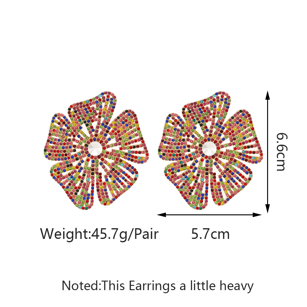 1 Pair Glam Exaggerated Lady Flower Plating Inlay Zinc Alloy Crystal Ear Studs display picture 1