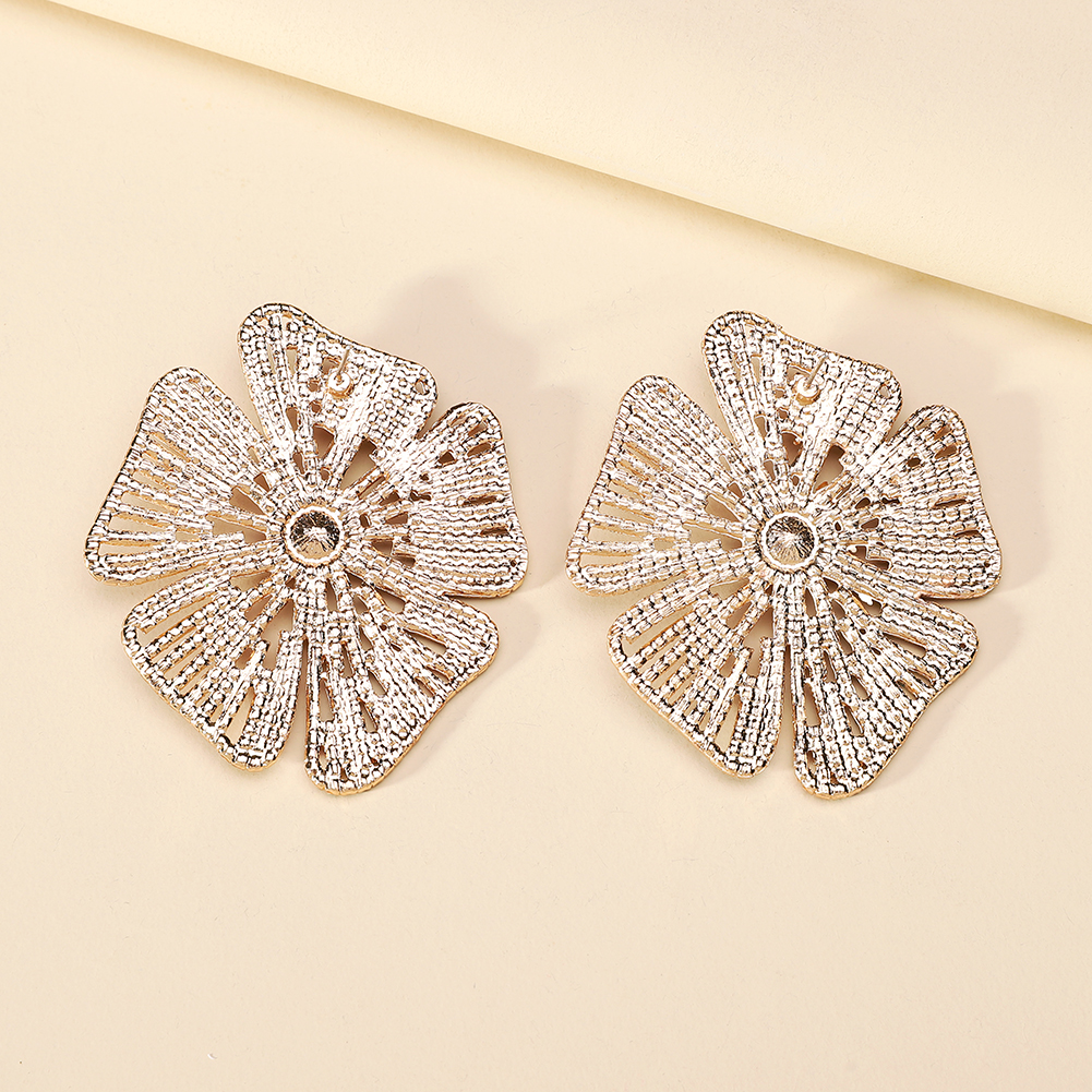 1 Pair Glam Exaggerated Lady Flower Plating Inlay Zinc Alloy Crystal Ear Studs display picture 6