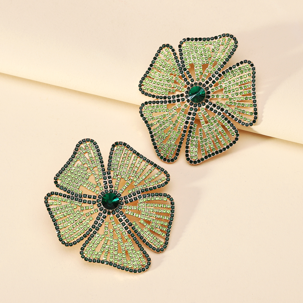 1 Pair Glam Exaggerated Lady Flower Plating Inlay Zinc Alloy Crystal Ear Studs display picture 4