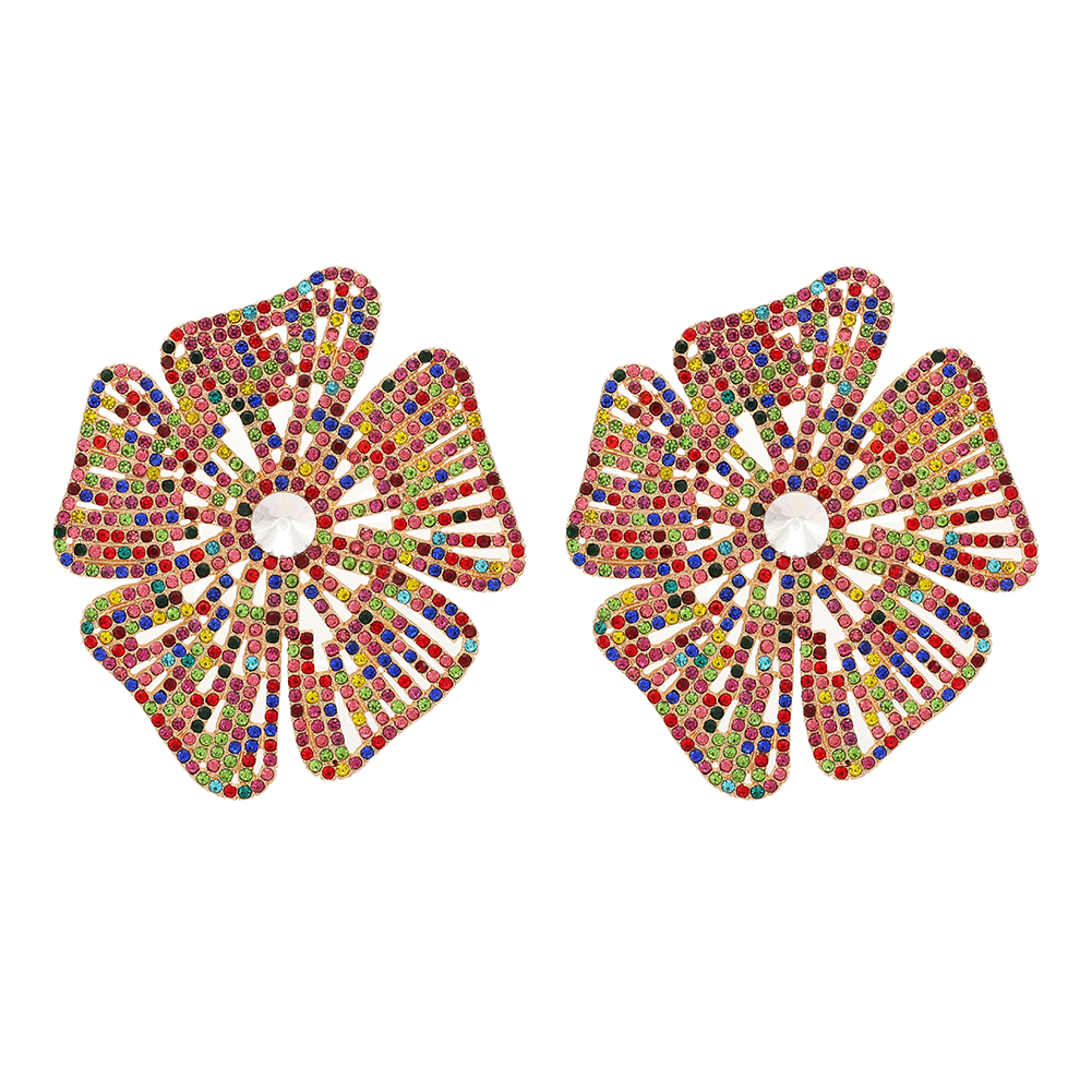 1 Pair Glam Exaggerated Lady Flower Plating Inlay Zinc Alloy Crystal Ear Studs display picture 2