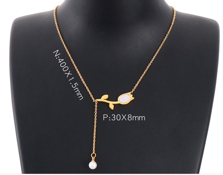 Titanium Steel 18K Gold Plated Elegant Lady Plating Flower Pendant Necklace display picture 10