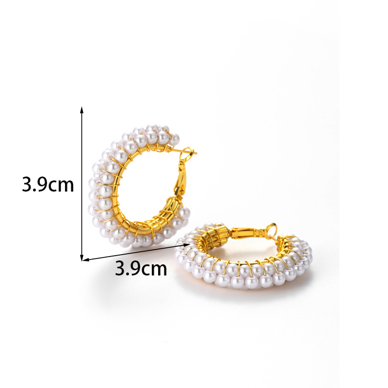 1 Paar Vintage-stil Französische Art Einfacher Stil Runden Twist Inlay Kupfer Perle Ohrringe display picture 2