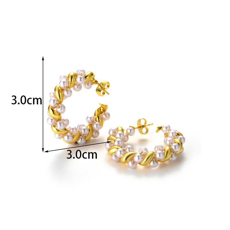 1 Paar Vintage-stil Französische Art Einfacher Stil Runden Twist Inlay Kupfer Perle Ohrringe display picture 3