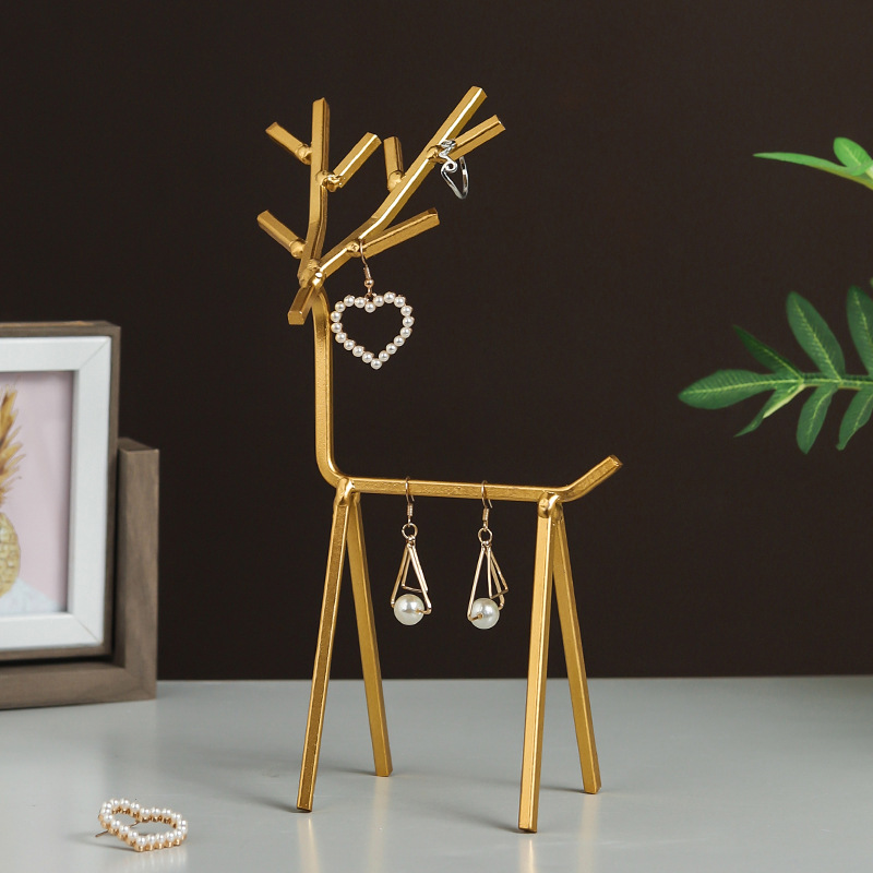 Cute Solid Color Iron Deer Jewelry Rack display picture 2
