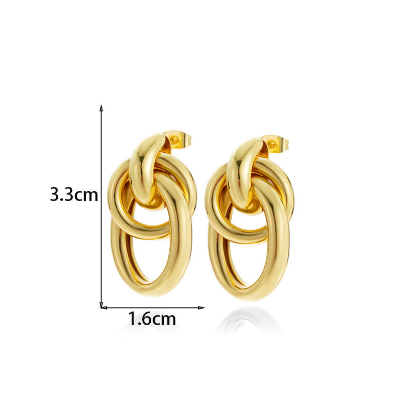 1 Pair French Style Simple Style Classic Style Semicircle Double Ring Copper Ear Studs display picture 3