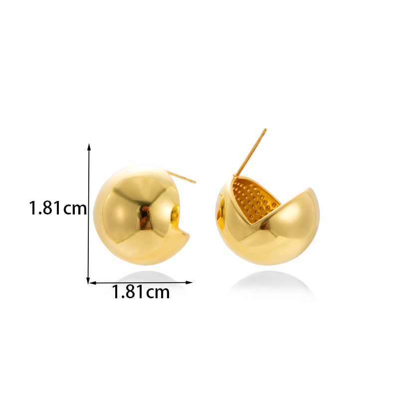 1 Pair French Style Simple Style Classic Style Semicircle Double Ring Copper Ear Studs display picture 2