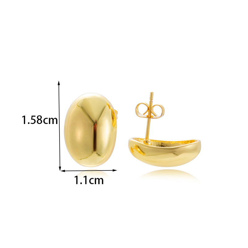 1 Pair French Style Simple Style Classic Style Semicircle Double Ring Copper Ear Studs display picture 1