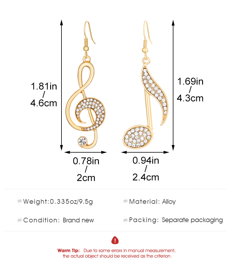 1 Pair Elegant Lady Notes Plating Inlay Alloy Rhinestones Drop Earrings display picture 1