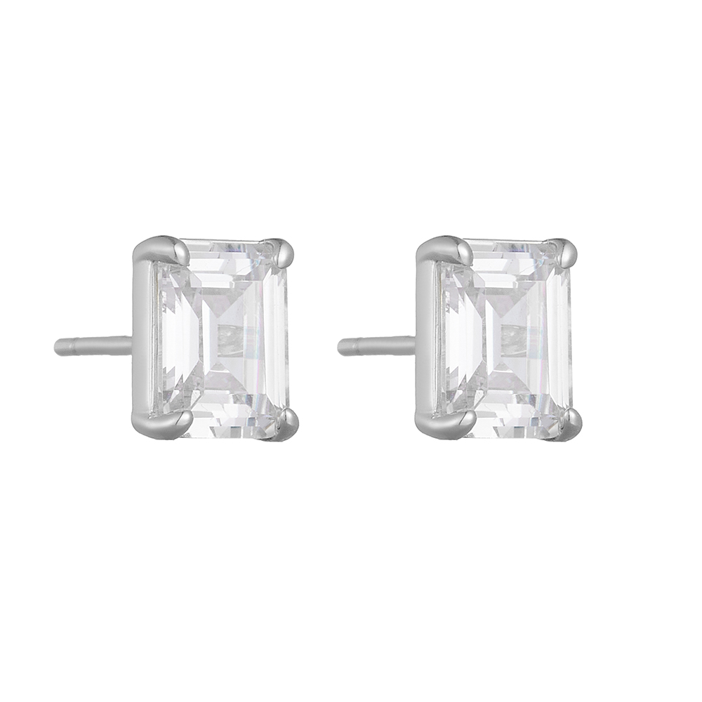 1 Pair Ig Style Modern Style Geometric Square Plating Inlay Sterling Silver Zircon 14k Gold Plated Rhodium Plated Ear Studs display picture 1