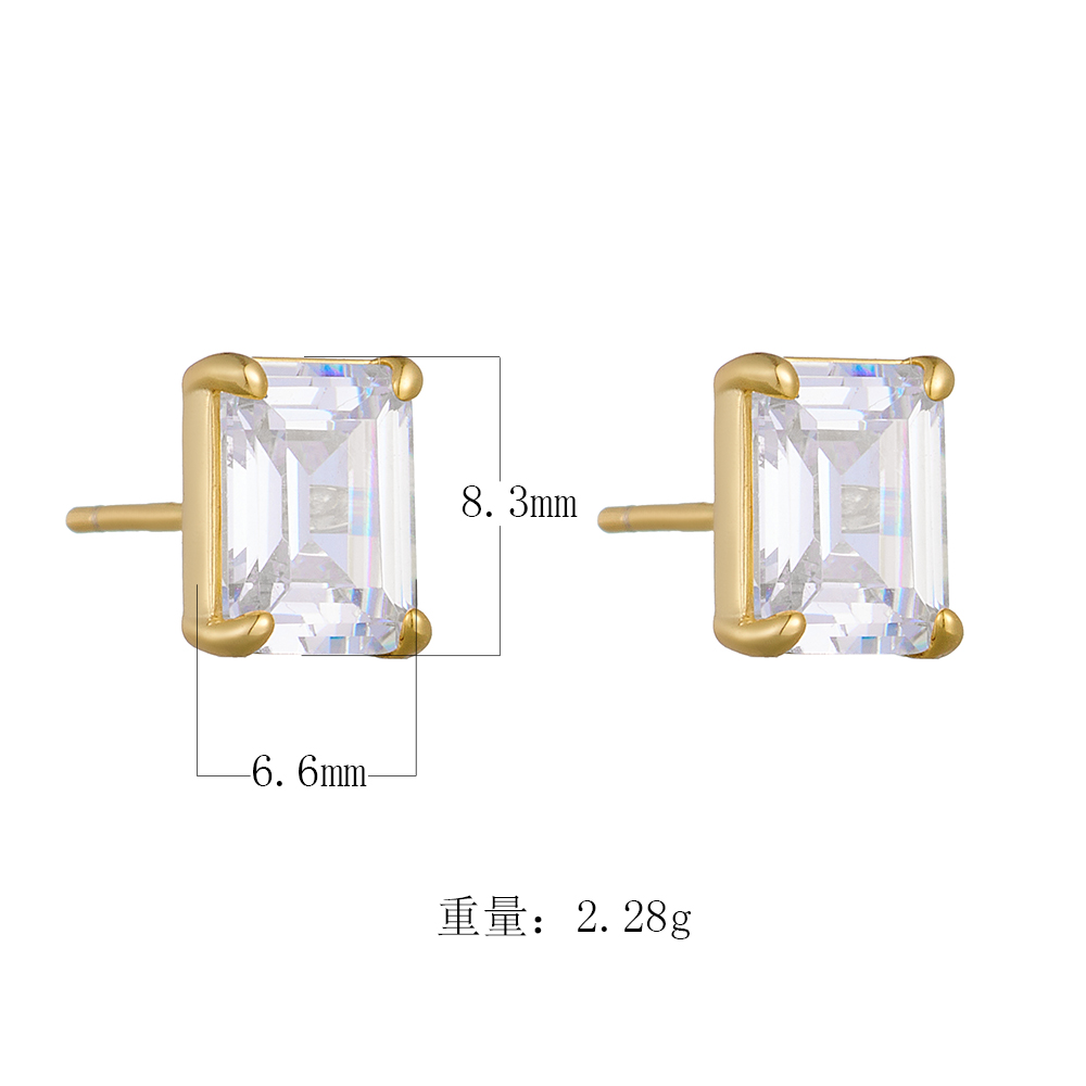 1 Pair Ig Style Modern Style Geometric Square Plating Inlay Sterling Silver Zircon 14k Gold Plated Rhodium Plated Ear Studs display picture 2