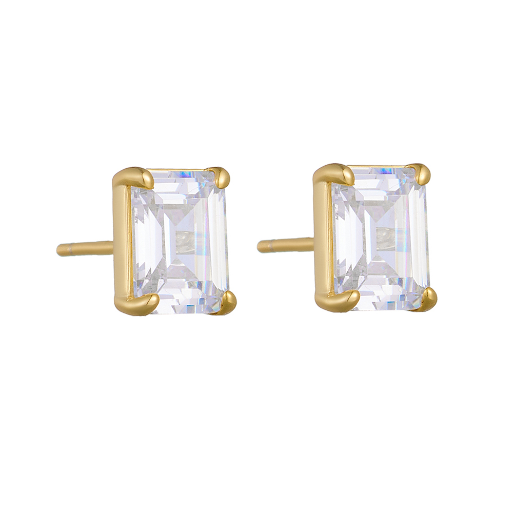 1 Pair Ig Style Modern Style Geometric Square Plating Inlay Sterling Silver Zircon 14k Gold Plated Rhodium Plated Ear Studs display picture 3