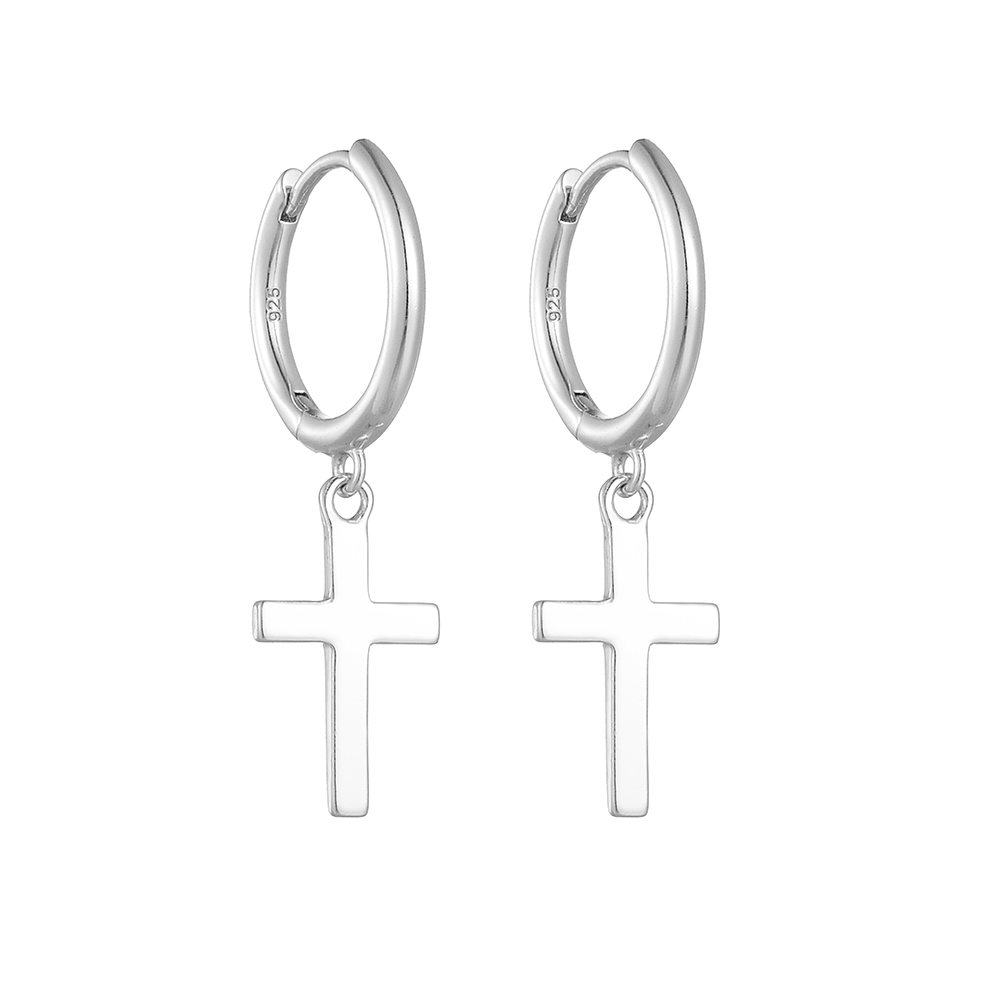1 Pair Ig Style Cross Plating Sterling Silver 14k Gold Plated Rhodium Plated Drop Earrings display picture 4