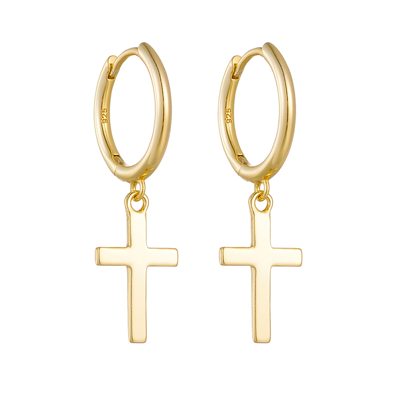 1 Pair Ig Style Cross Plating Sterling Silver 14k Gold Plated Rhodium Plated Drop Earrings display picture 5