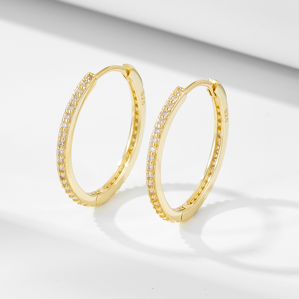 1 Pair Ig Style Solid Color Plating Inlay Sterling Silver Zircon 14k Gold Plated Rhodium Plated Hoop Earrings display picture 2