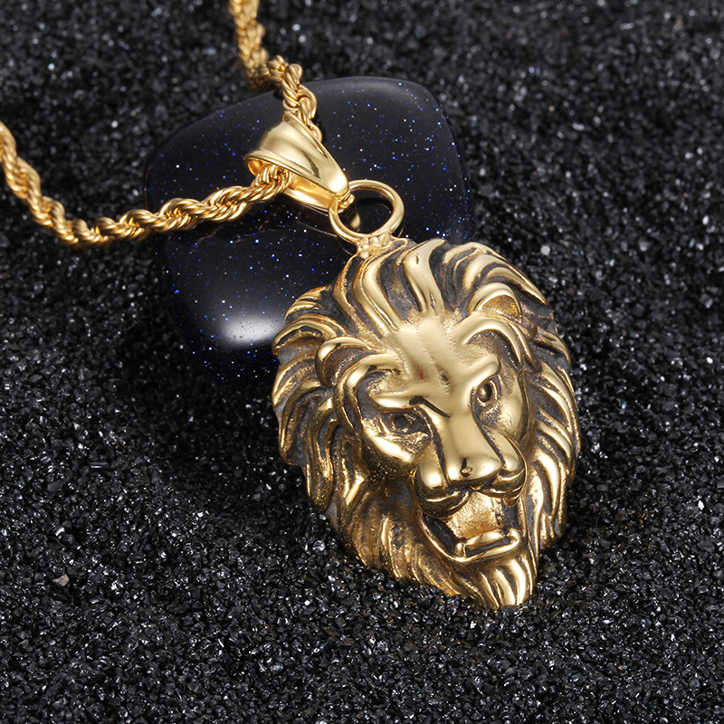 1 Piece Titanium Steel 18K Gold Plated Lion display picture 1
