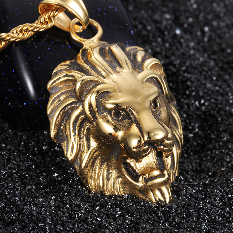 1 Piece Titanium Steel 18K Gold Plated Lion display picture 2
