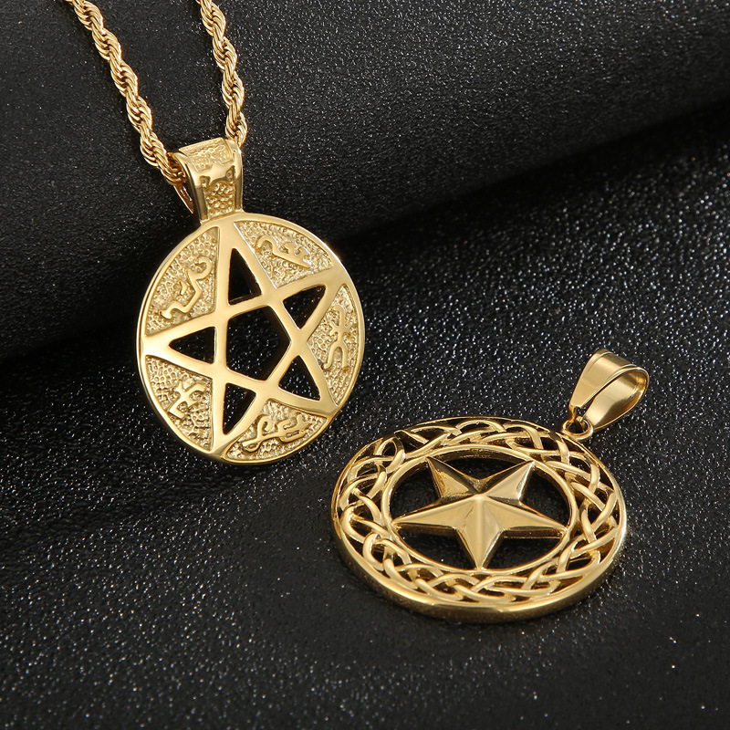 1 Piece Titanium Steel 18K Gold Plated Star display picture 4