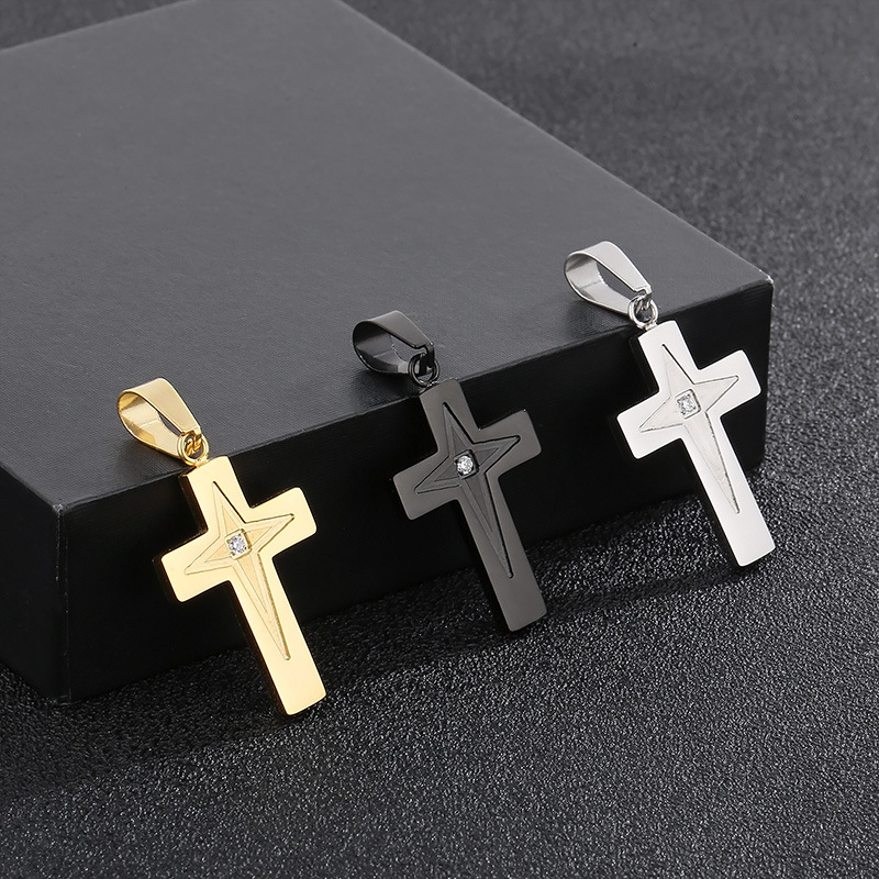 1 Piece Titanium Steel 18K Gold Plated Cross display picture 2