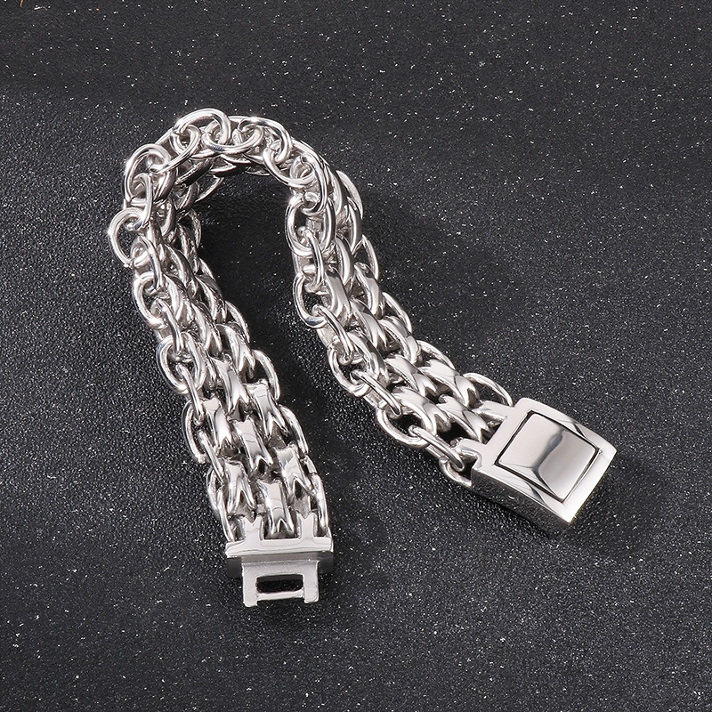 Punk Solid Color Titanium Steel Plating Chain Gold Plated Men's Bracelets display picture 2