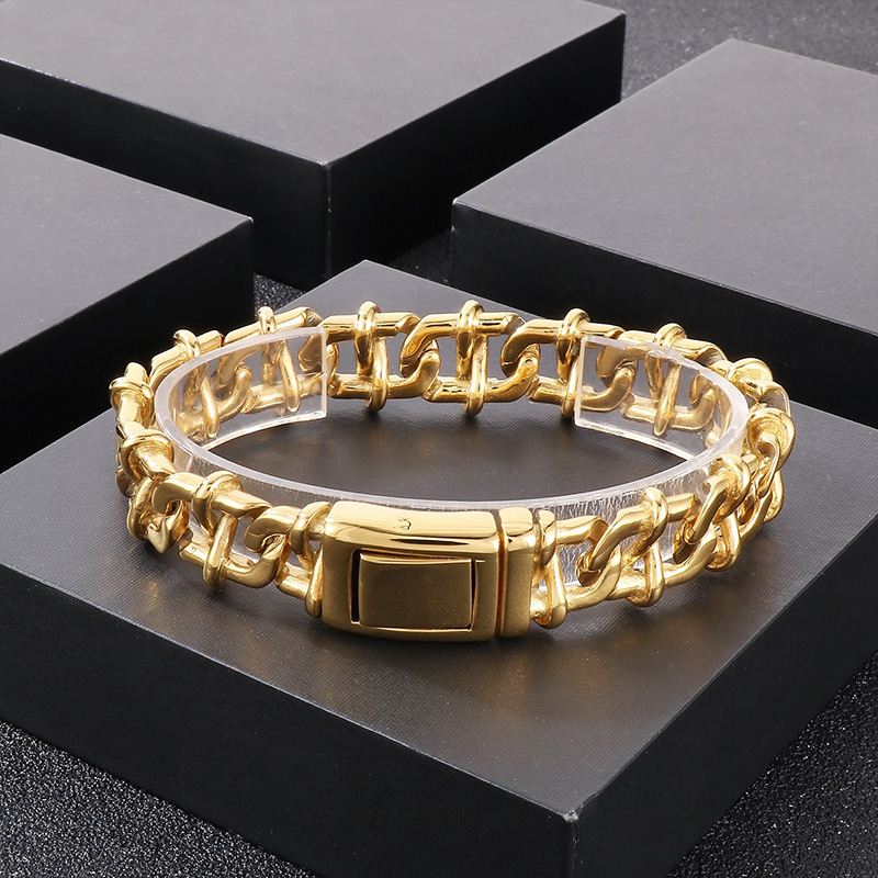 Punk Geometric Solid Color Titanium Steel Plating 18K Gold Plated Men's Bracelets display picture 1