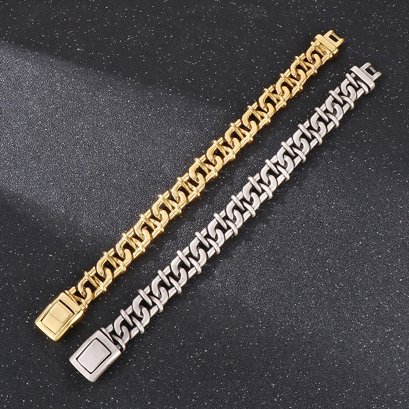 Punk Geometric Solid Color Titanium Steel Plating 18K Gold Plated Men's Bracelets display picture 6