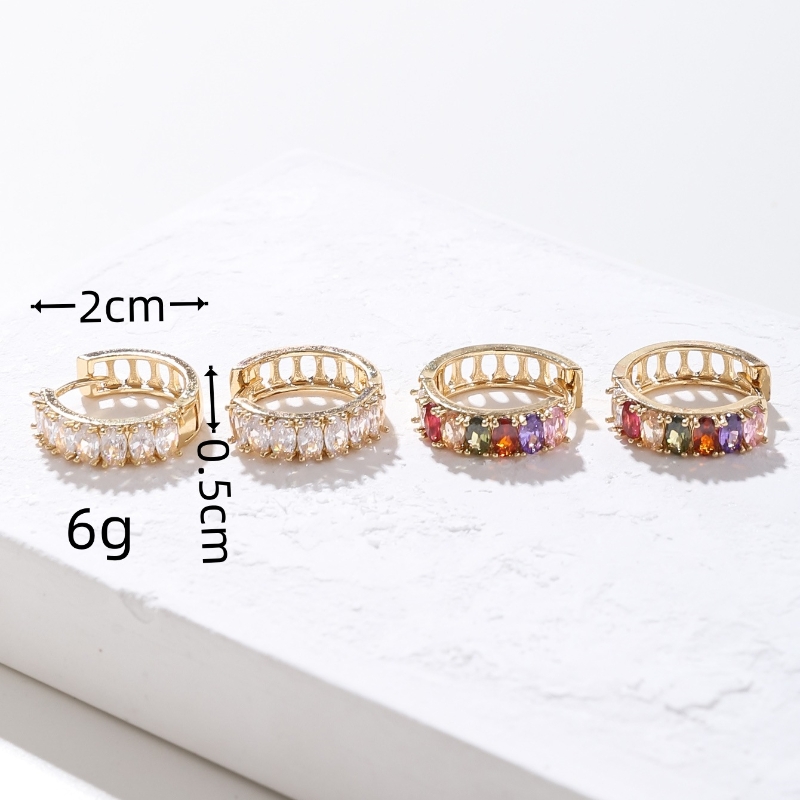 1 Pair Vintage Style Circle Solid Color Plating Inlay Copper Zircon Gold Plated Hoop Earrings display picture 3