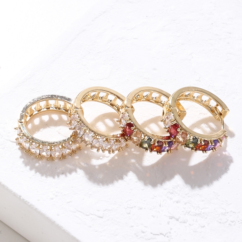 1 Pair Vintage Style Circle Solid Color Plating Inlay Copper Zircon Gold Plated Hoop Earrings display picture 5